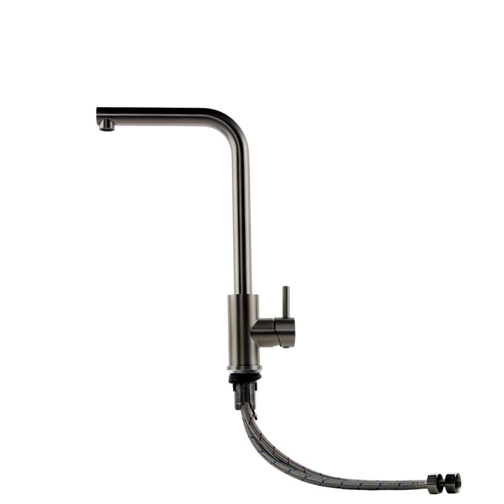 Top-Fix Brushed Steel L Single Lever Kitchen Mixer Tap - Image 4