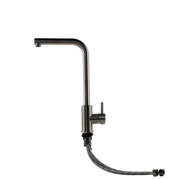 Top-Fix Brushed Steel L Single Lever Kitchen Mixer Tap - Image 4