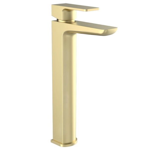 Kartell Kolt Brushed Brass High Rise Mono Basin Mixer