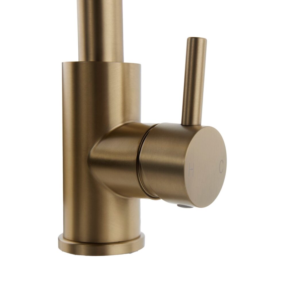 Top-Fix Brushed Brass L Single Lever Kitchen Mixer Tap - Image 3