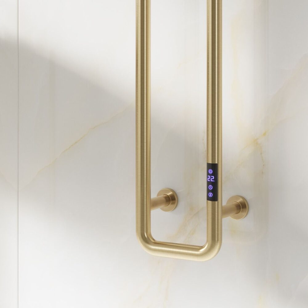Reina Pelmo Brushed Brass 1500 x 200 Electric Radiator - Image 3