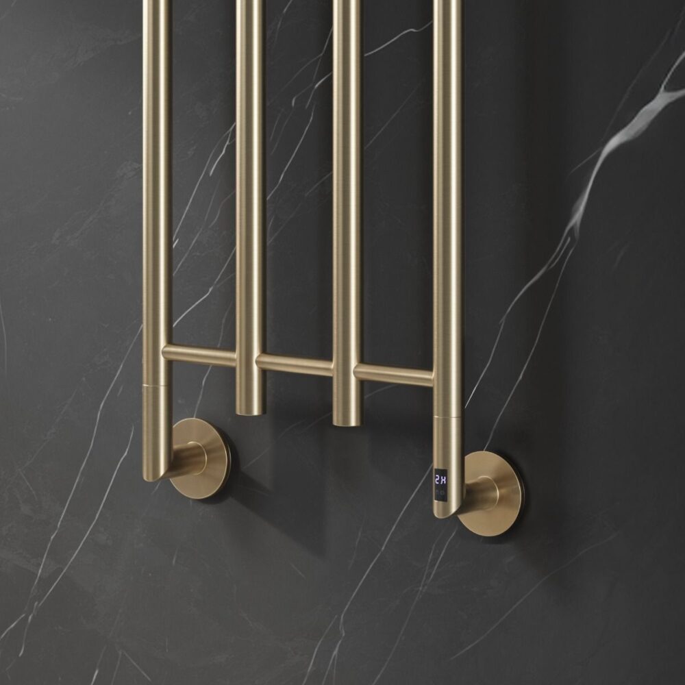 Reina Solara Brushed Brass 1500x400 Electric Radiator - Image 3