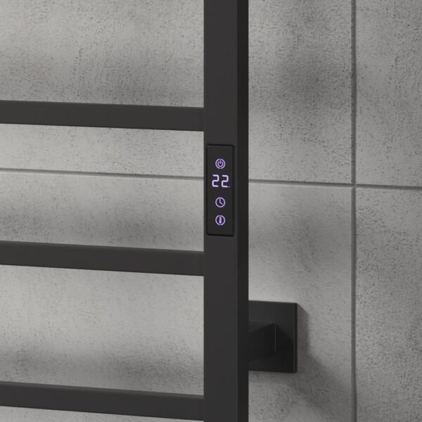Reina Velino Matt Black Electric Towel Rail Radiator - Image 3