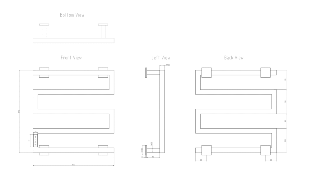 Reina Vispa Stainless Steel 510 x 500 Electric Radiator - Image 2