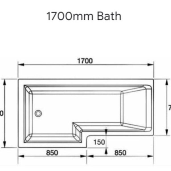L Shaped Bath & Panel With Gunmetal Screen & Waste - Image 7