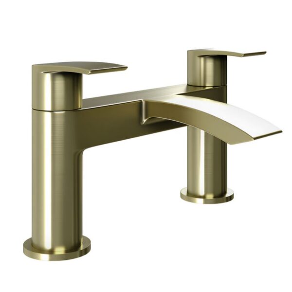 Matt Grey & Brushed Brass Full P Shaped Bathroom Suite - Image 3