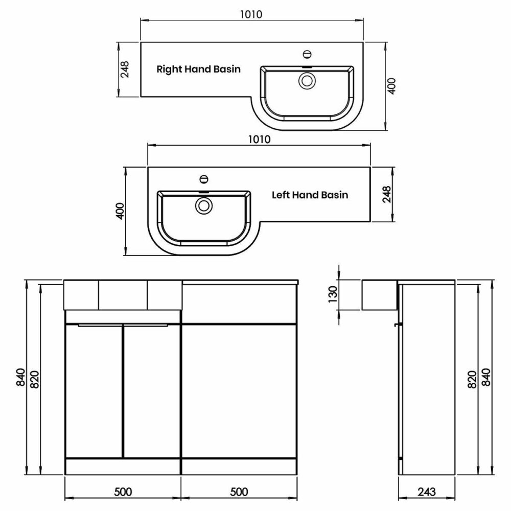 Black & White Gloss Complete P Shaped Bathroom Suite - Image 12