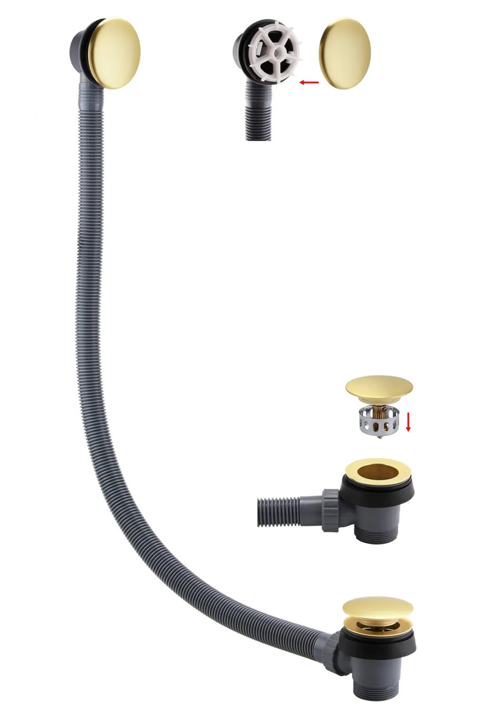 Matt Grey & Brushed Brass Full P Shaped Bathroom Suite - Image 10