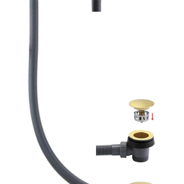 Matt Grey & Brushed Brass Full P Shaped Bathroom Suite - Image 10