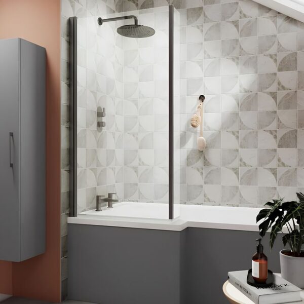 L Shape Bath Screen With Gunmetal Profile - Image 2