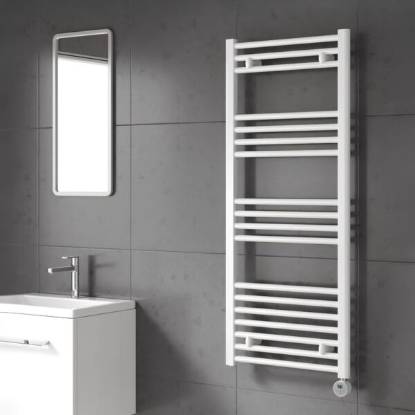 Reina Capo Flat White Designer Electric Heated Towel Rail – Various Sizes - Image 2