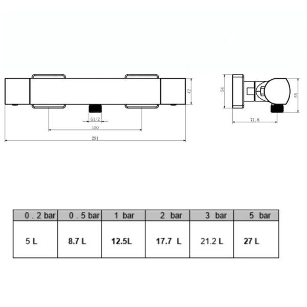 Kartell Kolt Chrome Thermostatic Bar Shower - Image 2