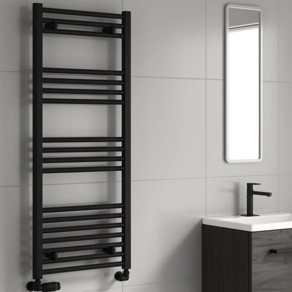 Reina Capo Flat Black Designer Electric Heated Towel Rail – Various Sizes - Image 2