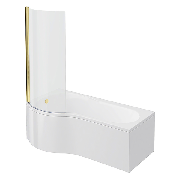 Matt Grey & Brushed Brass Full P Shaped Bathroom Suite - Image 6