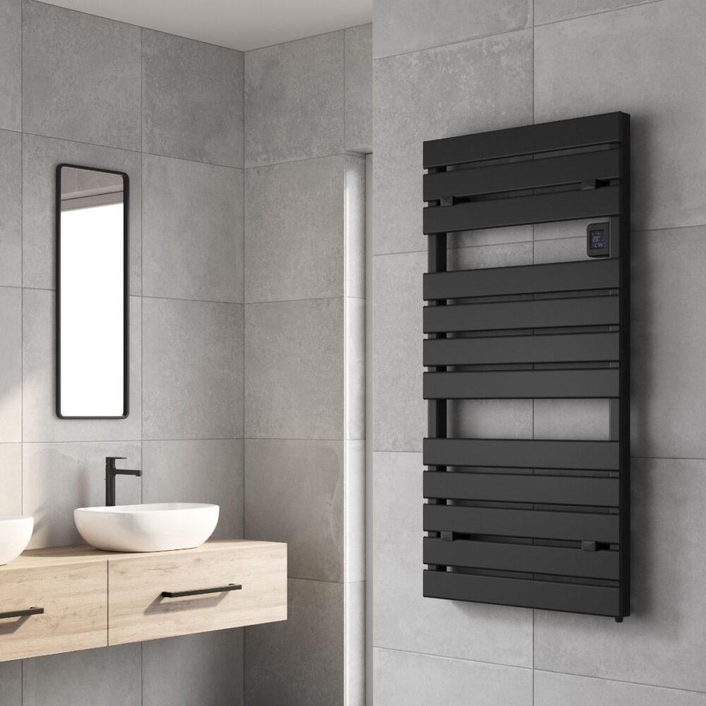 Reina Gia Black WiFi Electric Designer Heated Towel Rail - Image 2