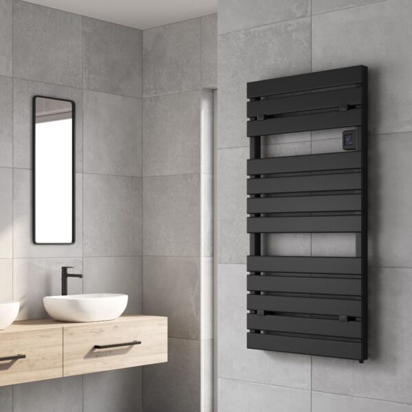 Reina Gia Black WiFi Electric Designer Heated Towel Rail - Image 2