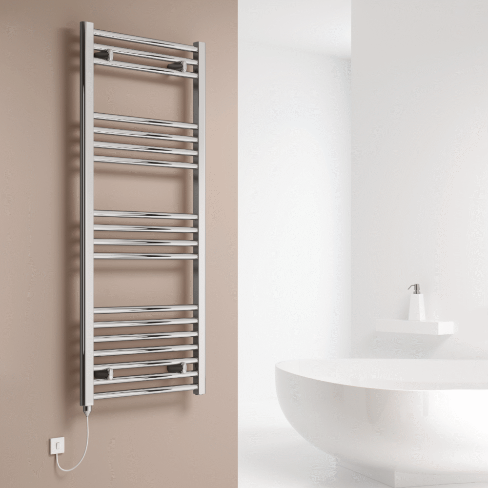 Reina Capo Curved Chrome Designer Electric Heated Towel Rail – Various Sizes - Image 4