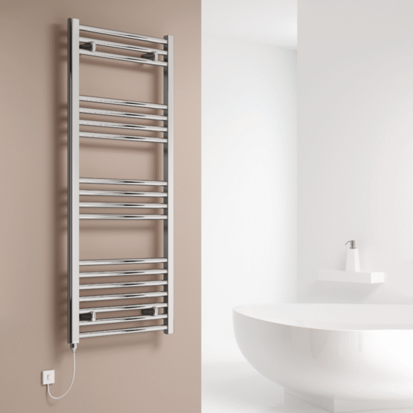 Reina Capo Curved Chrome Designer Electric Heated Towel Rail – Various Sizes - Image 4