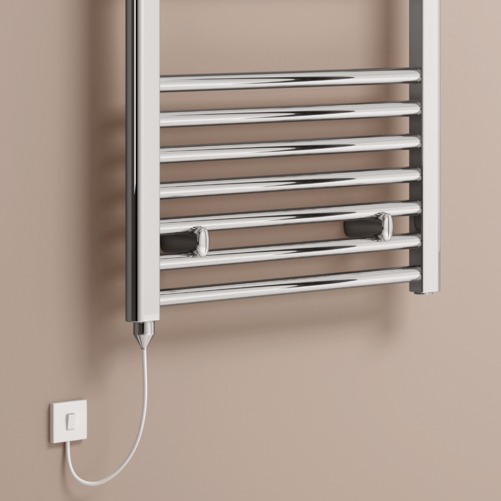 Reina Capo Curved Chrome Designer Electric Heated Towel Rail – Various Sizes - Image 2