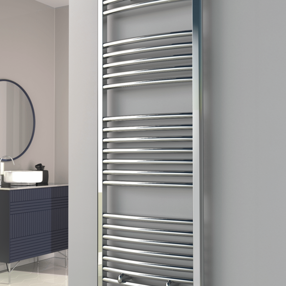 Reina Diva Curved Chrome Designer Electric Heated Towel Rail – Various Sizes - Image 3