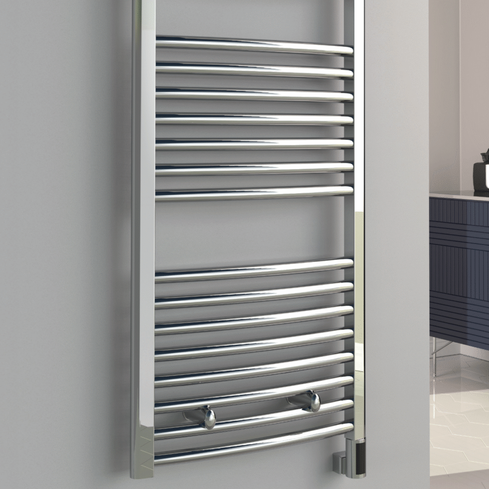 Reina Diva Curved Chrome Designer Electric Heated Towel Rail – Various Sizes - Image 2