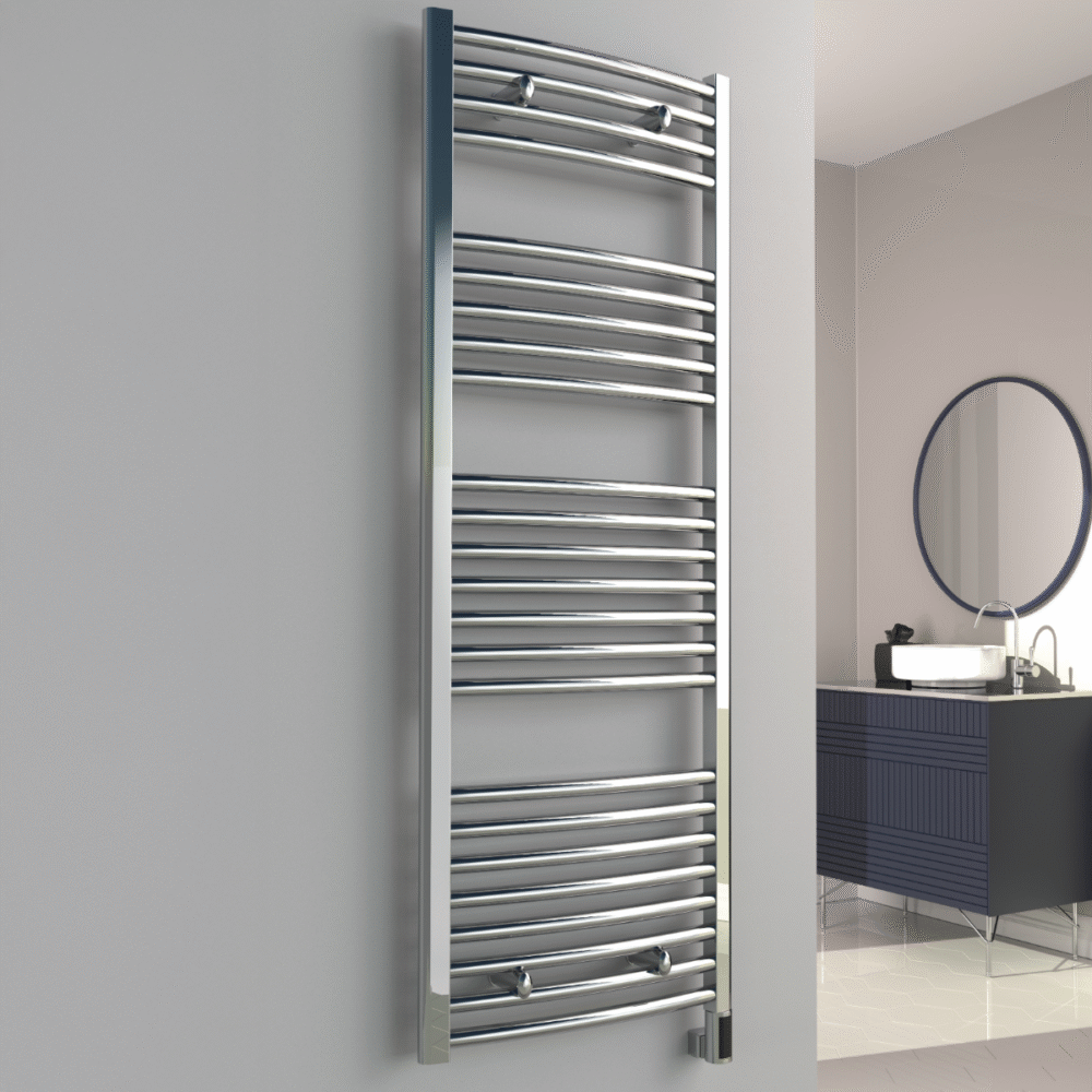 Reina Diva Curved Chrome Designer Electric Heated Towel Rail – Various Sizes - Image 4