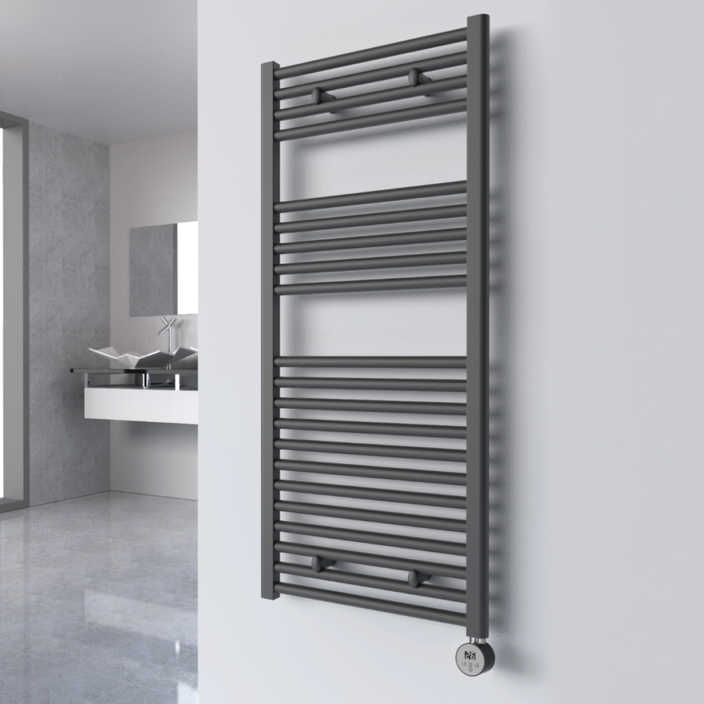 Reina Diva Flat Anthracite Designer Electric Heated Towel Rail – Various Sizes - Image 2