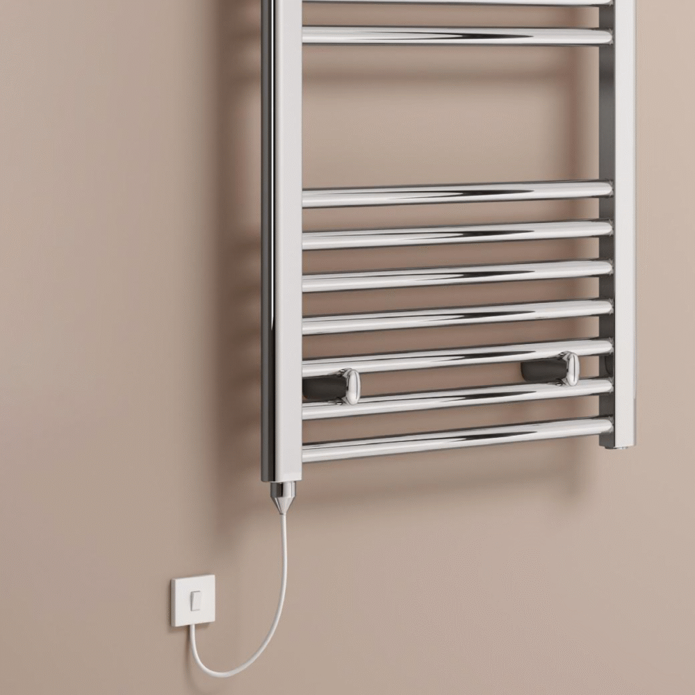 Reina Diva Flat Chrome Designer Electric Heated Towel Rail - Various Sizes - Image 2