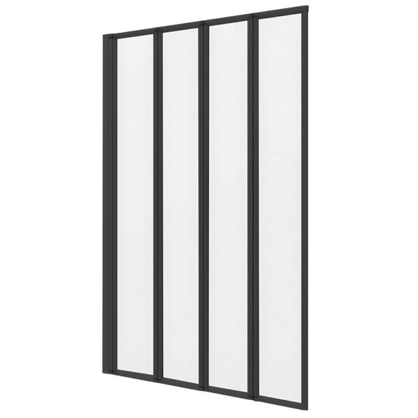 Bathroom Matt Black Frameless 900x1400mm 4 Folding Shower Bath Screen