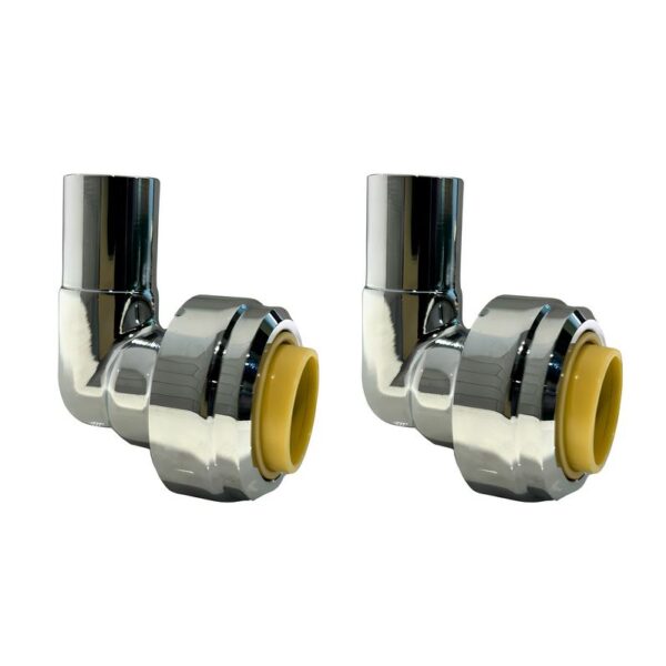 Ellsi Radiator Valve Chrome Push Fit Stem Elbow 15 x 15mm Pair