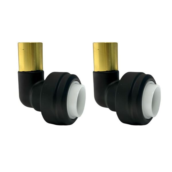 Ellsi Radiator Valve Matt Black Push Fit Stem Elbow 15 x 15mm Pair
