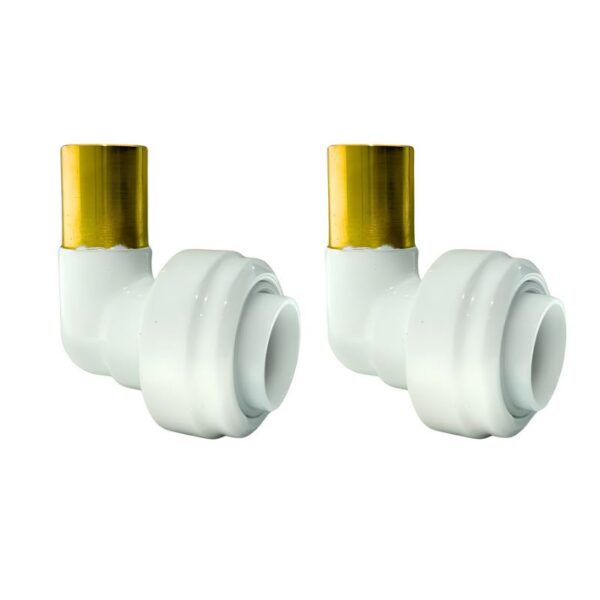 Ellsi Radiator Valve White Push Fit Stem Elbow 15 x 15mm Pair