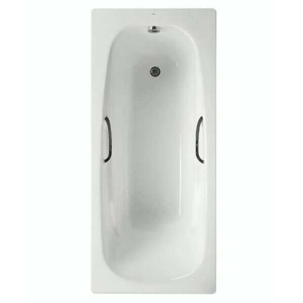 Roca Carla 1700 x 700mm 2TH Steel Enamel Bath with Grips & Anti-Slip Base