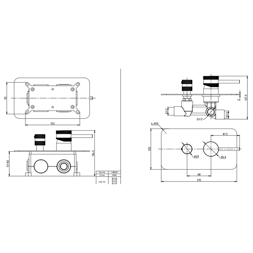Sognare Core Concealed Manual Dual Shower Outlet - Chrome - Image 2
