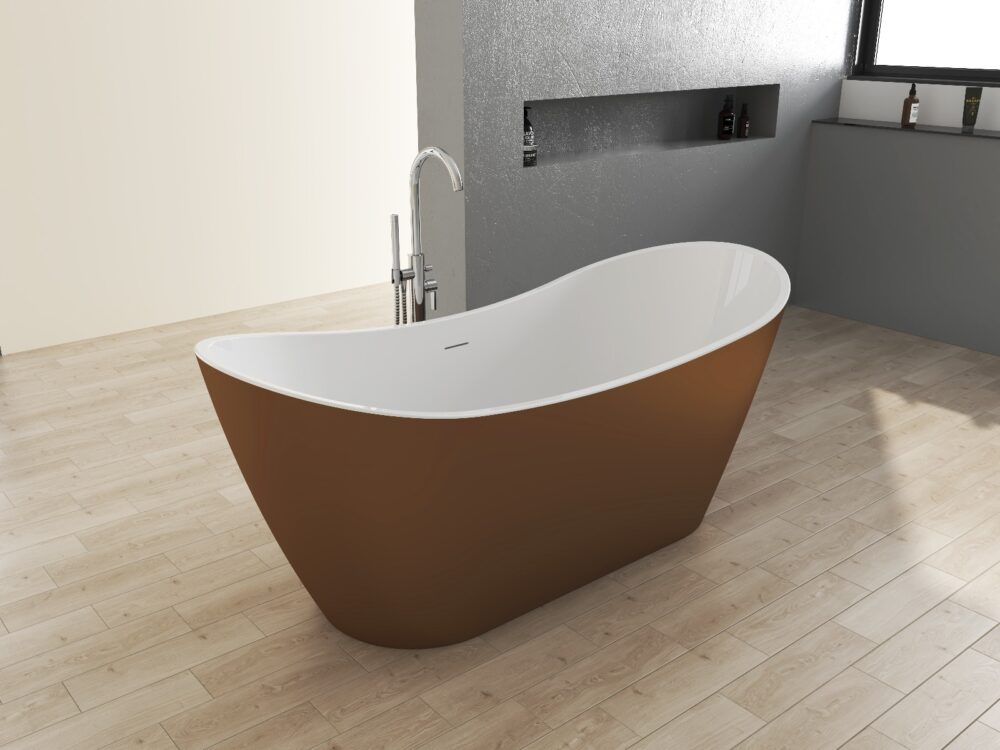 Matt Copper Girona 1700mm Free Standing Bath - Image 2