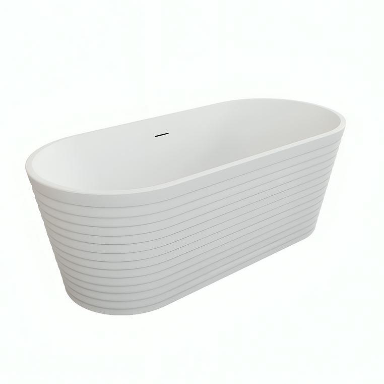 Rosa Fluted 1650mm Matt White Free Standing Bath - Image 3