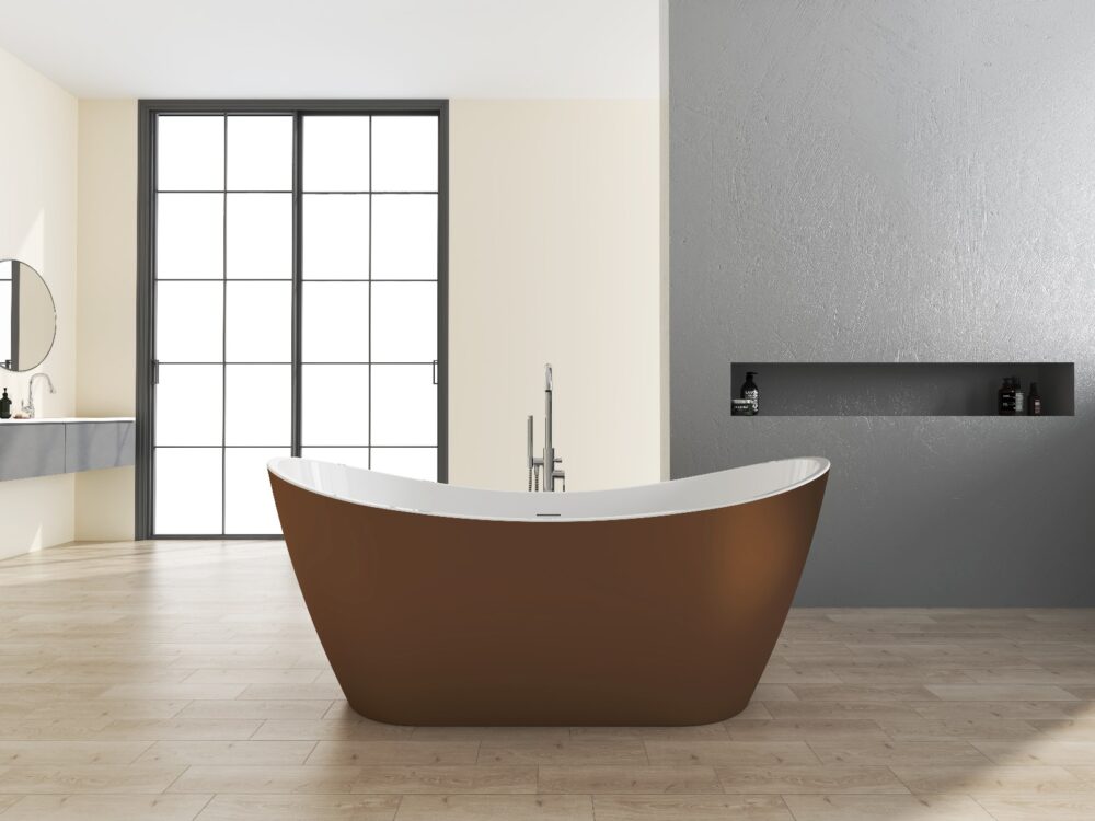 Matt Copper Girona 1700mm Free Standing Bath - Image 3