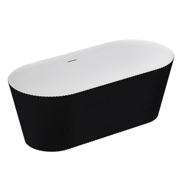 Matt Black Pacha 1600mm Fluted Free Standing Bath