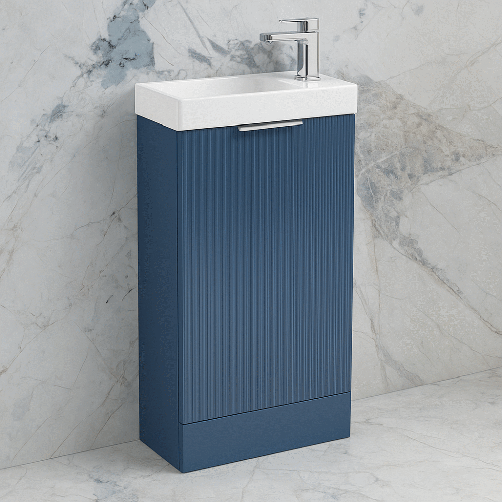 Nuie Fluted Satin Blue Compact En-Suite Vanity & Basin - Image 5