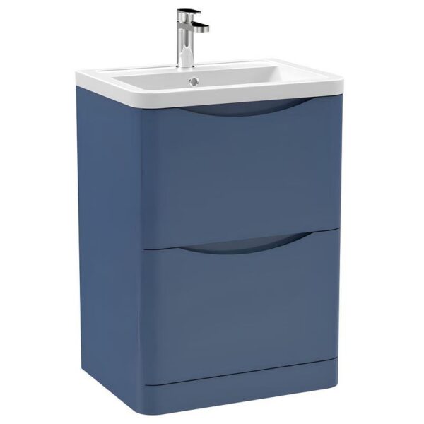 Nuie Blue 600 Floor Standing 2 Drawer Unit & Polymarble Basin
