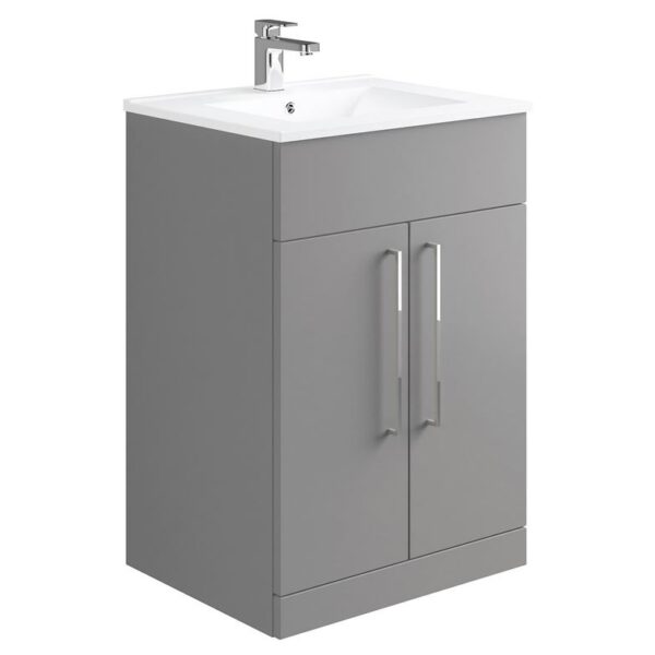 Giavani Edge 600mm Floor Vanity Dove Grey Gloss With Basin