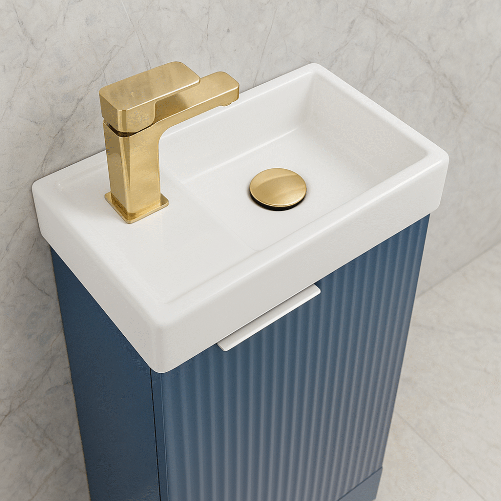 Nuie Fluted Satin Blue Compact En-Suite Vanity & Basin - Image 3