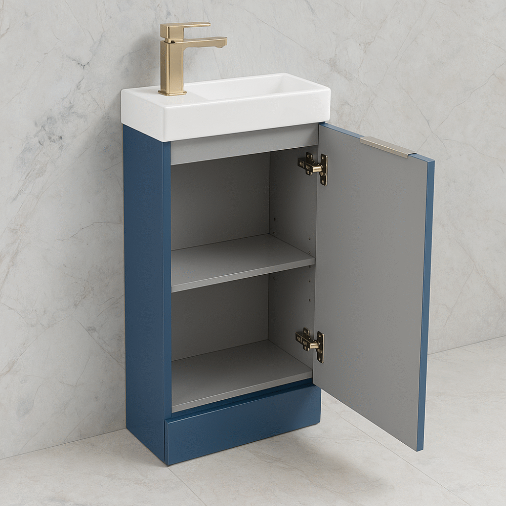 Nuie Fluted Satin Blue Compact En-Suite Vanity & Basin - Image 4