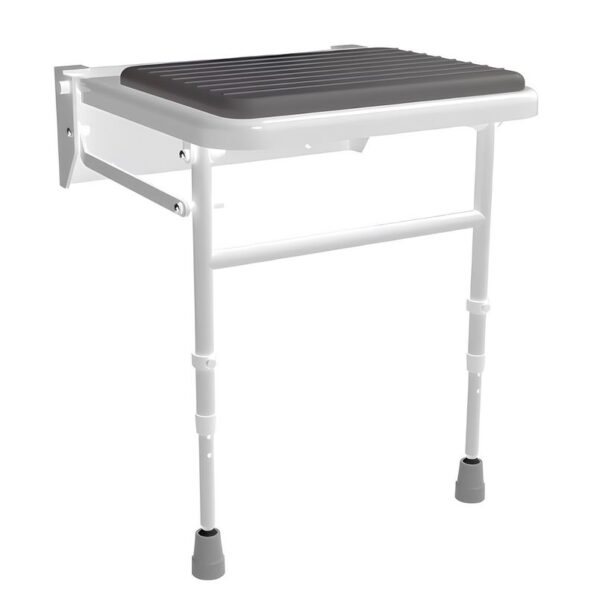 Fitzroy of London Grey Padded Folding Wall Mounted Shower Seat With Legs