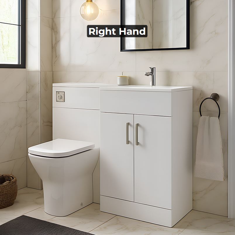 1100mm White Bathroom Combination Suite – Basin, Vanity Unit & BTW Toilet - Image 3