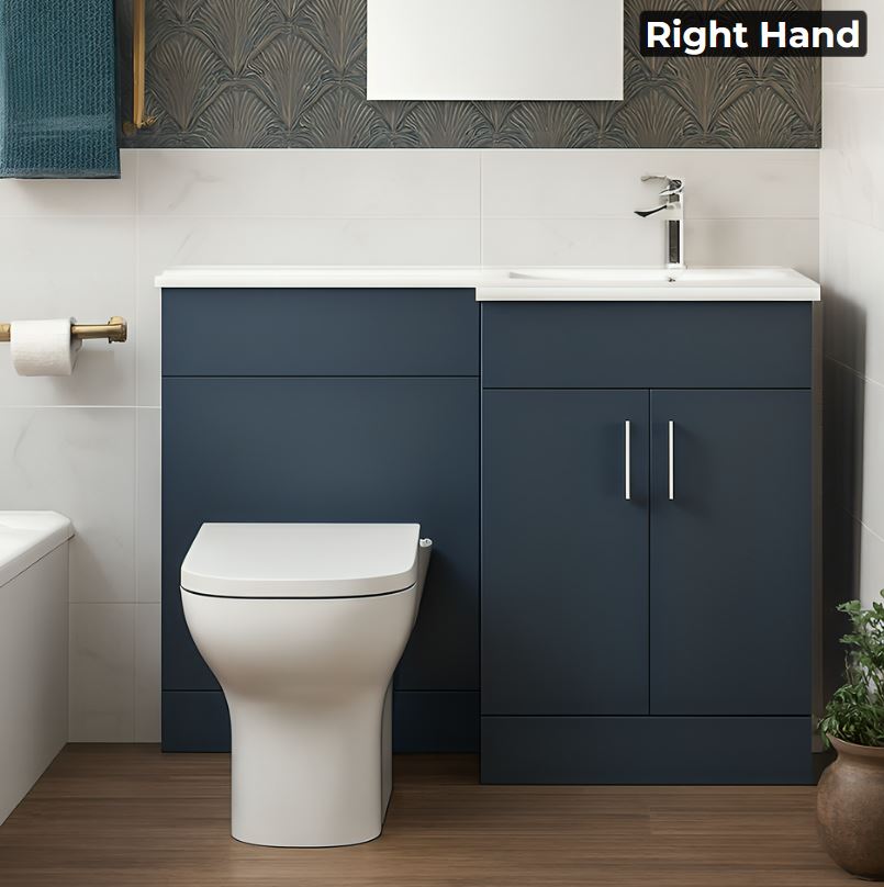 1100mm Blue Bathroom Combination Suite – Basin, Vanity Unit & BTW Toilet - Image 2