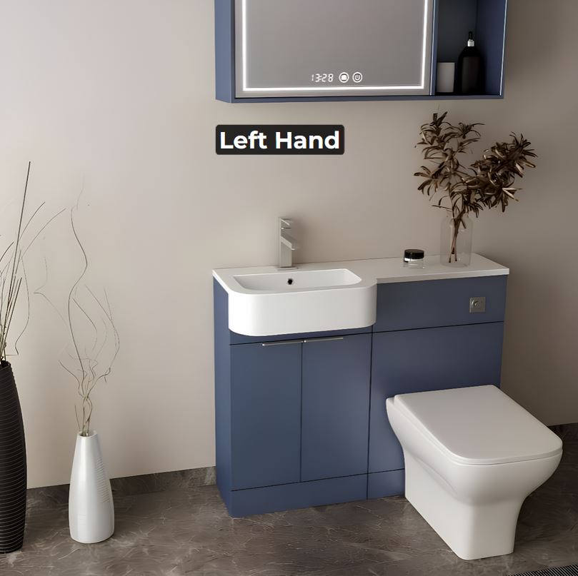 P Shape Blue Vanity & WC Unit Combination Set - Image 3