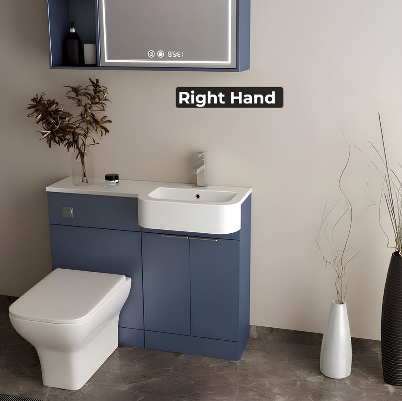 P Shape Blue Vanity & WC Unit Combination Set - Image 2
