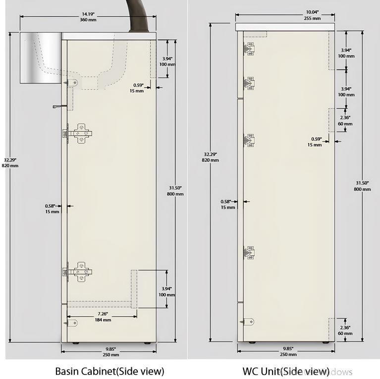 P Shape Blue Vanity & WC Unit Combination Set - Image 5